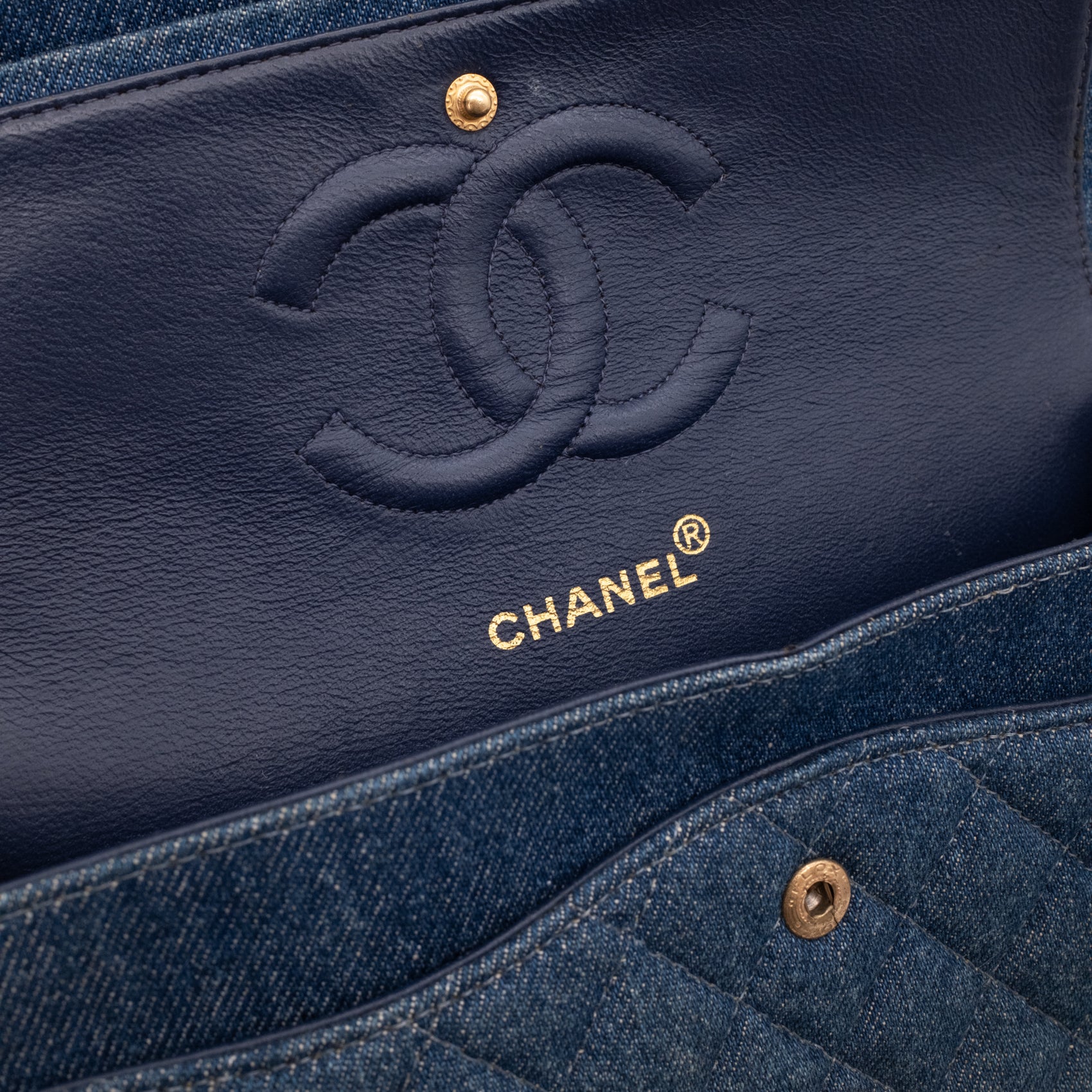 Chanel Classic Double Flap Medium Denim Jeans Blau 24k GHW
