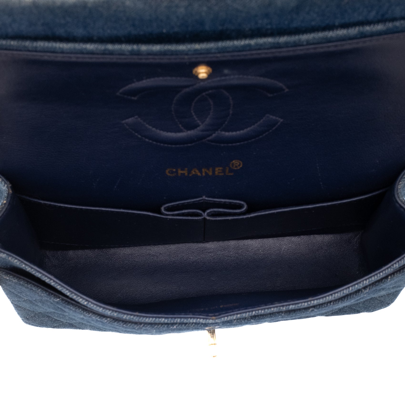 Chanel Classic Double Flap Medium Denim Jeans Blau 24k GHW
