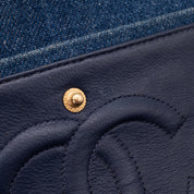 Chanel Classic Double Flap Medium Denim Jeans Blau 24k GHW