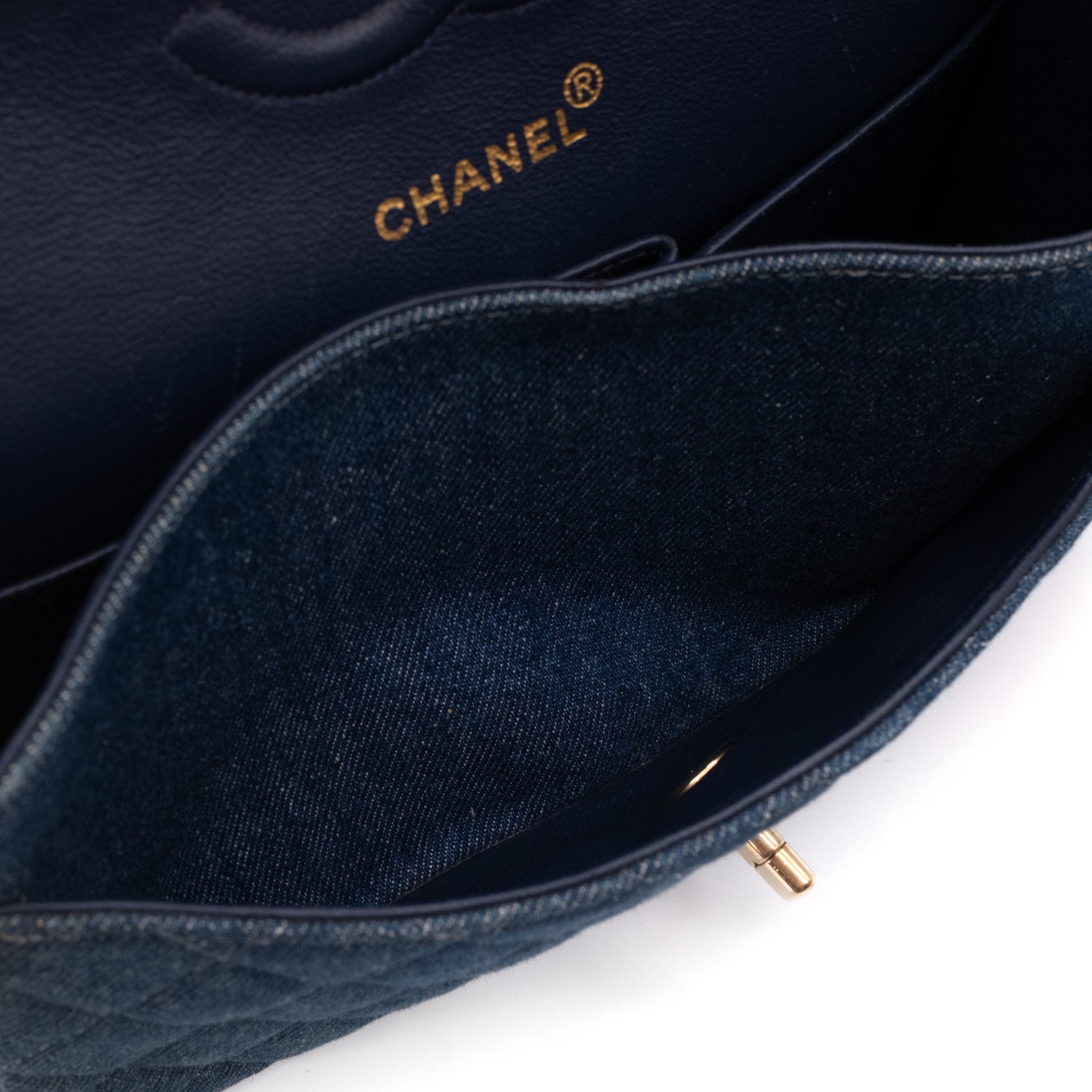 Chanel Classic Double Flap Medium Denim Jeans Blau 24k GHW