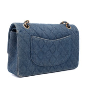 Chanel Classic Double Flap Medium Denim Jeans Blau 24k GHW