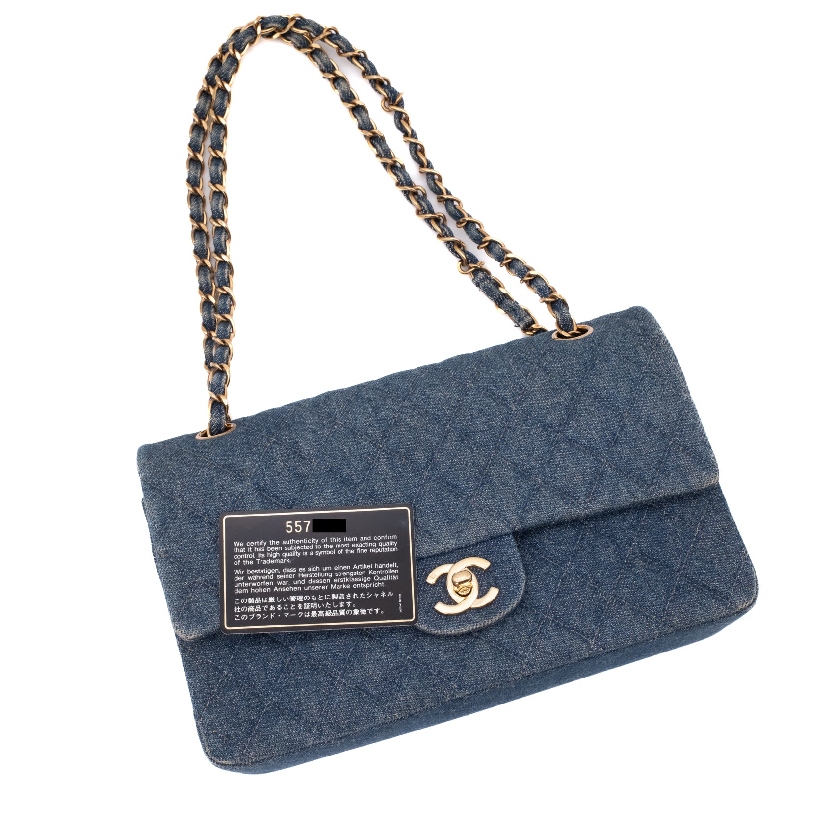 Chanel Classic Double Flap Medium Denim Jeans Blau 24k GHW