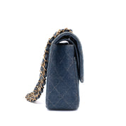 Chanel Classic Double Flap Medium Denim Jeans Blau 24k GHW