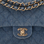 Chanel Classic Double Flap Medium Denim Jeans Blau 24k GHW