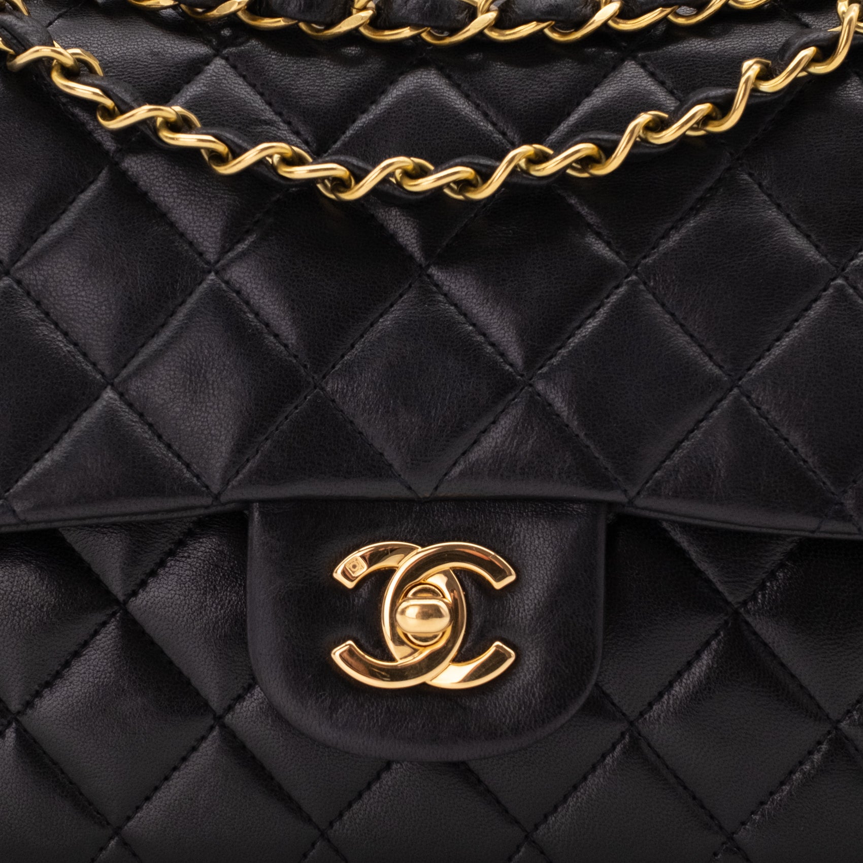 Chanel Classic Double Flap Medium Lammleder Schwarz 24k GHW