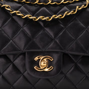 Chanel Classic Double Flap Medium Lammleder Schwarz 24k GHW