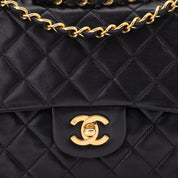 Chanel Classic Double Flap Medium Lammleder Schwarz 24k GHW