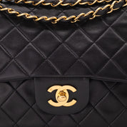 Chanel Classic Double Flap Medium Lammleder Schwarz 24k GHW