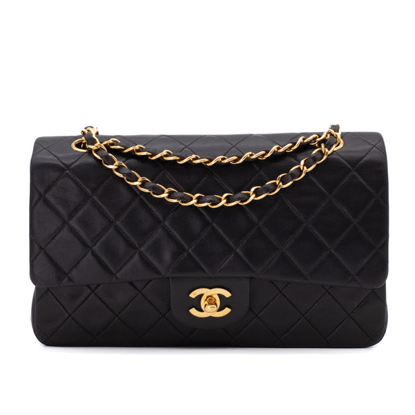 Chanel Classic Double Flap Medium Lammleder Schwarz 24k GHW