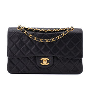 Chanel Classic Double Flap Medium Lammleder Schwarz 24k GHW