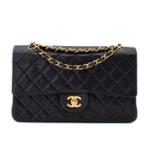 Chanel Classic Double Flap Medium Lammleder Schwarz 24k GHW