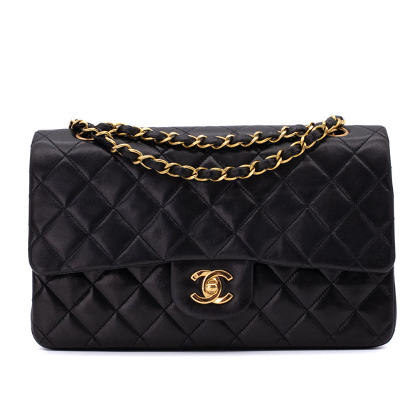 Chanel Classic Double Flap Medium Lammleder Schwarz 24k GHW