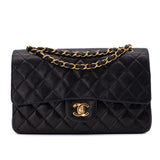 Chanel Classic Double Flap Medium Lammleder Schwarz 24k GHW
