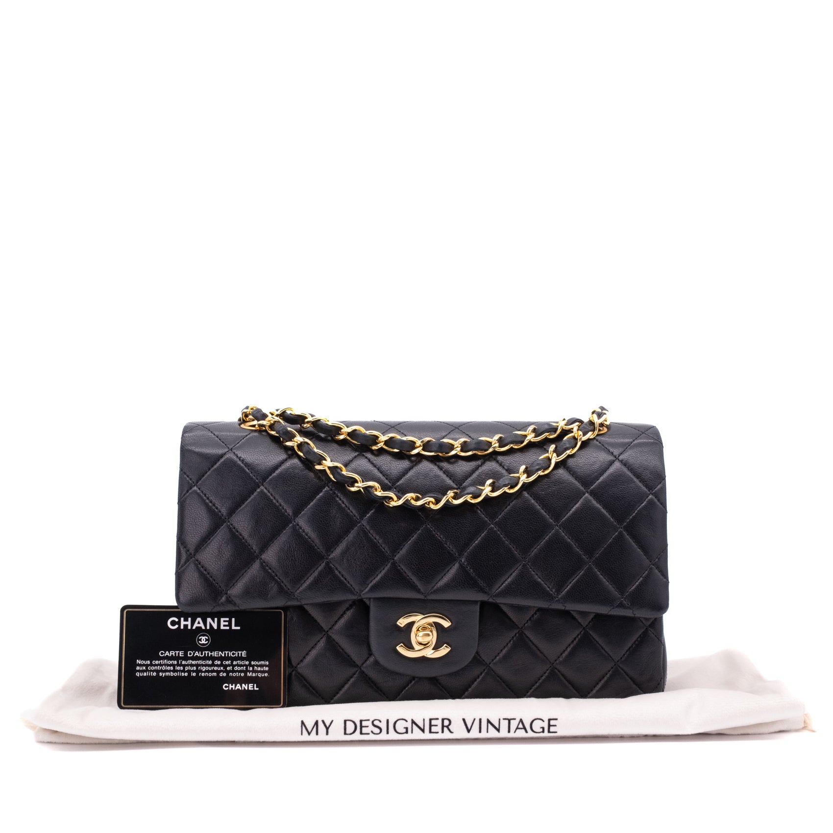 Chanel Classic Double Flap Bag Medium Lammleder Schwarz 24k GHW