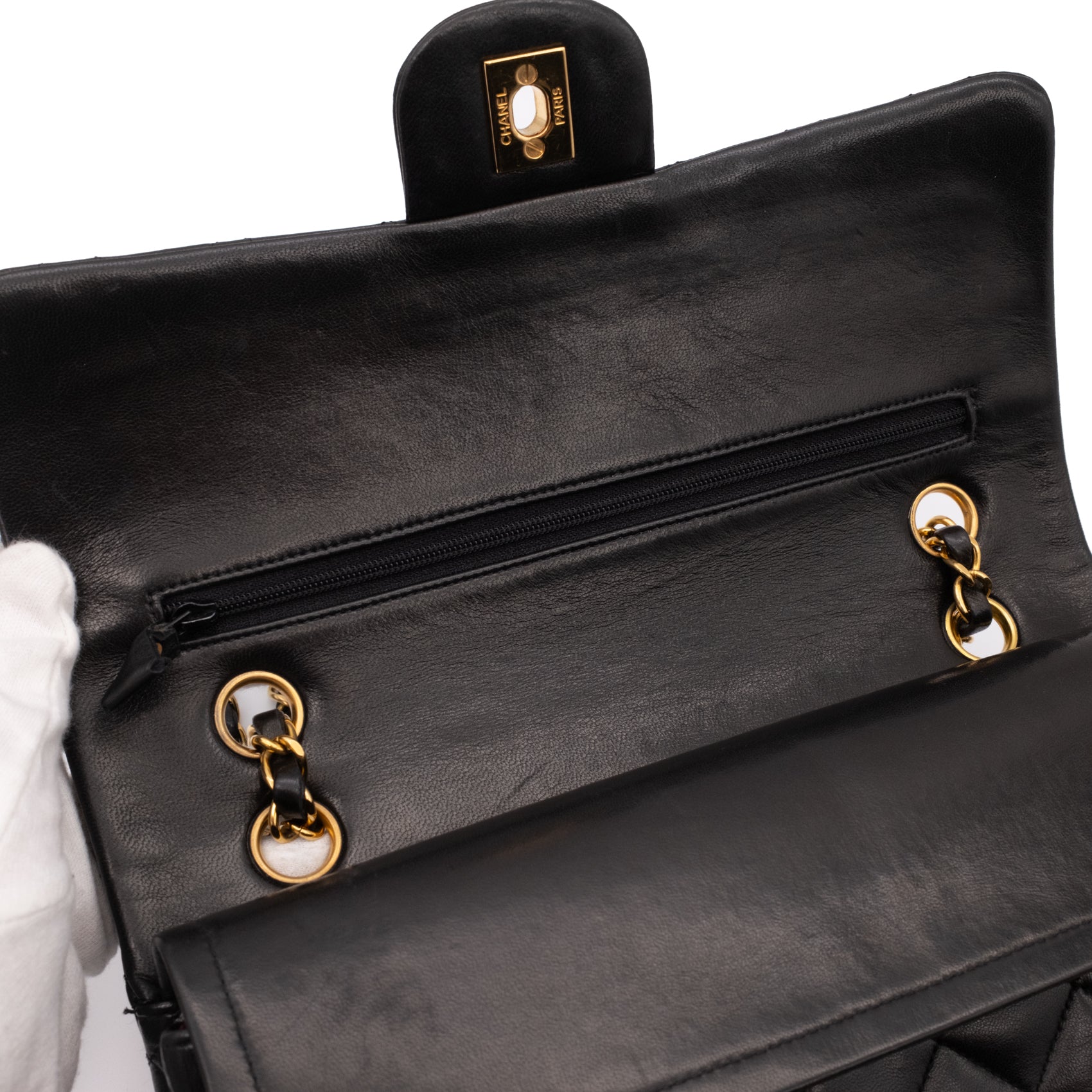 Chanel Classic Double Flap Bag Medium Lammleder Schwarz 24k GHW