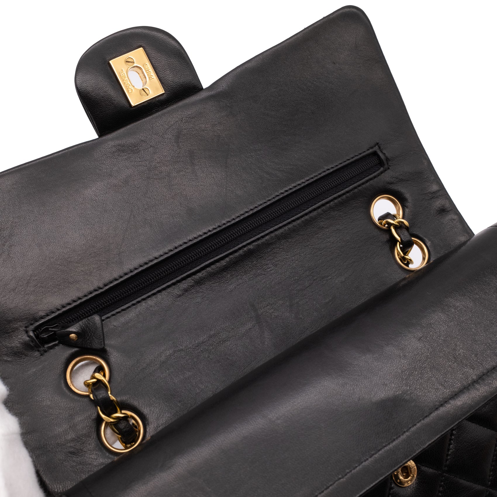 Chanel Classic Double Flap Medium Lammleder Schwarz 24k GHW