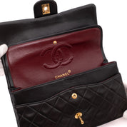 Chanel Classic Double Flap Medium Lammleder Schwarz 24k GHW