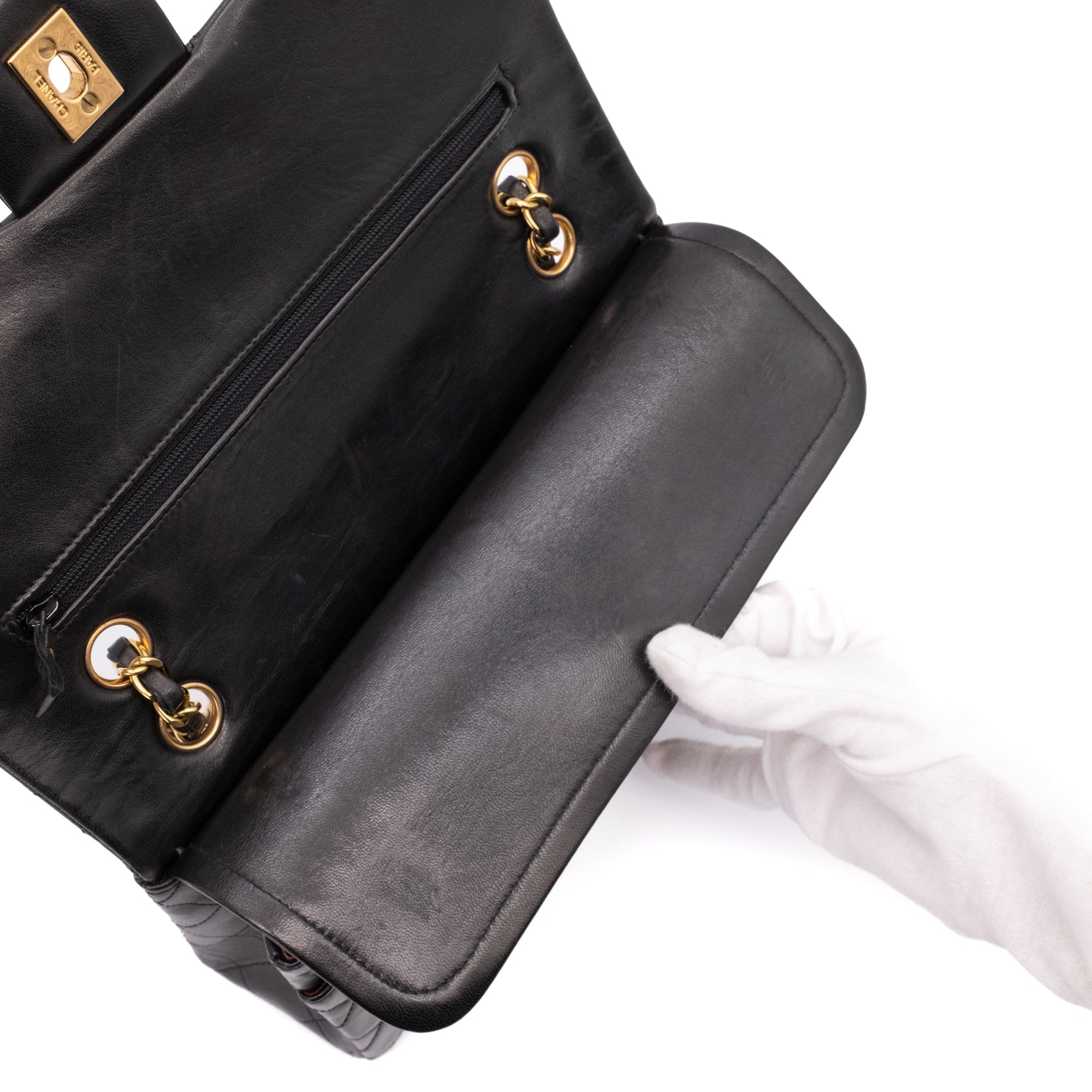 Chanel Classic Double Flap Medium Lammleder Schwarz 24k GHW