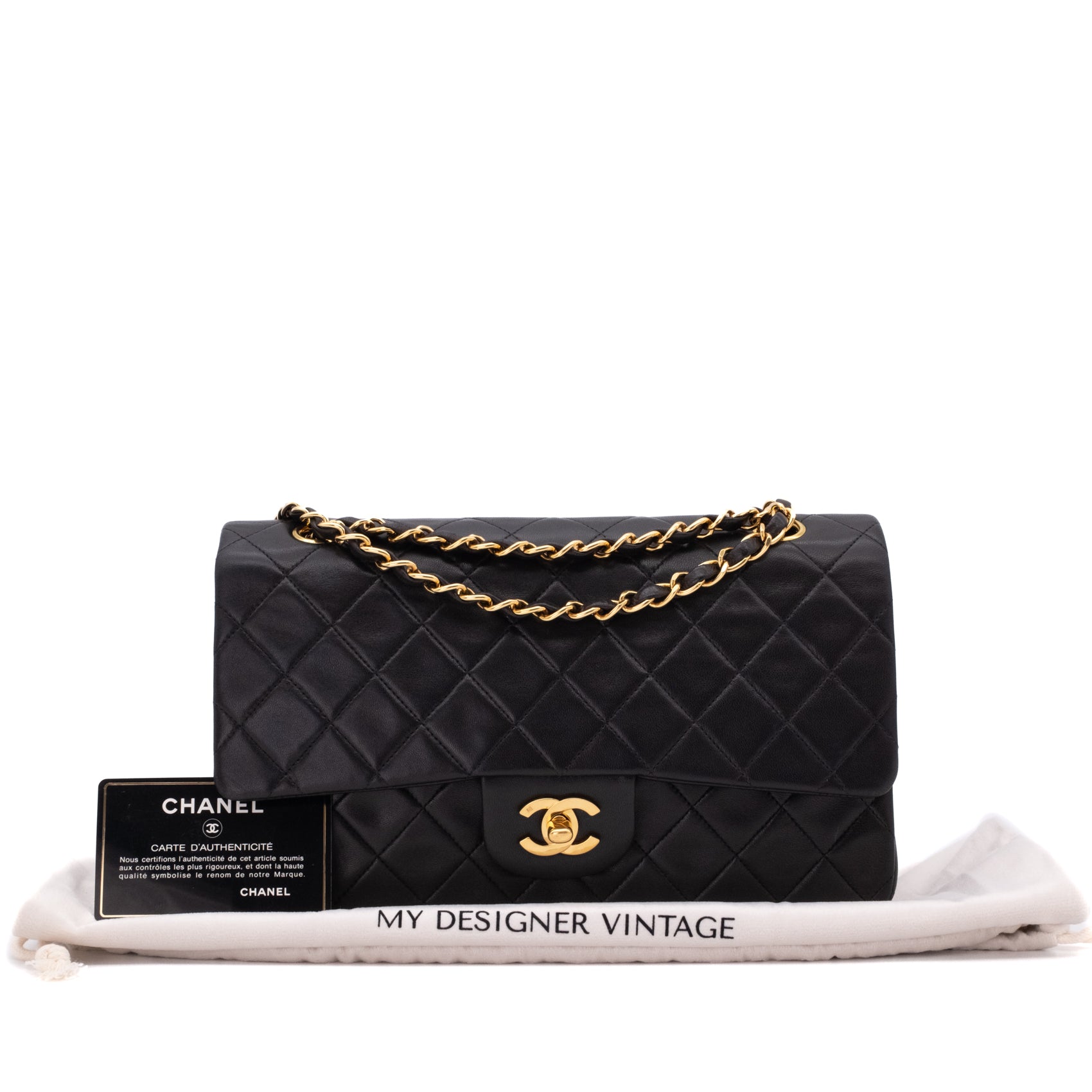 Chanel Classic Double Flap Medium Lammleder Schwarz 24k GHW