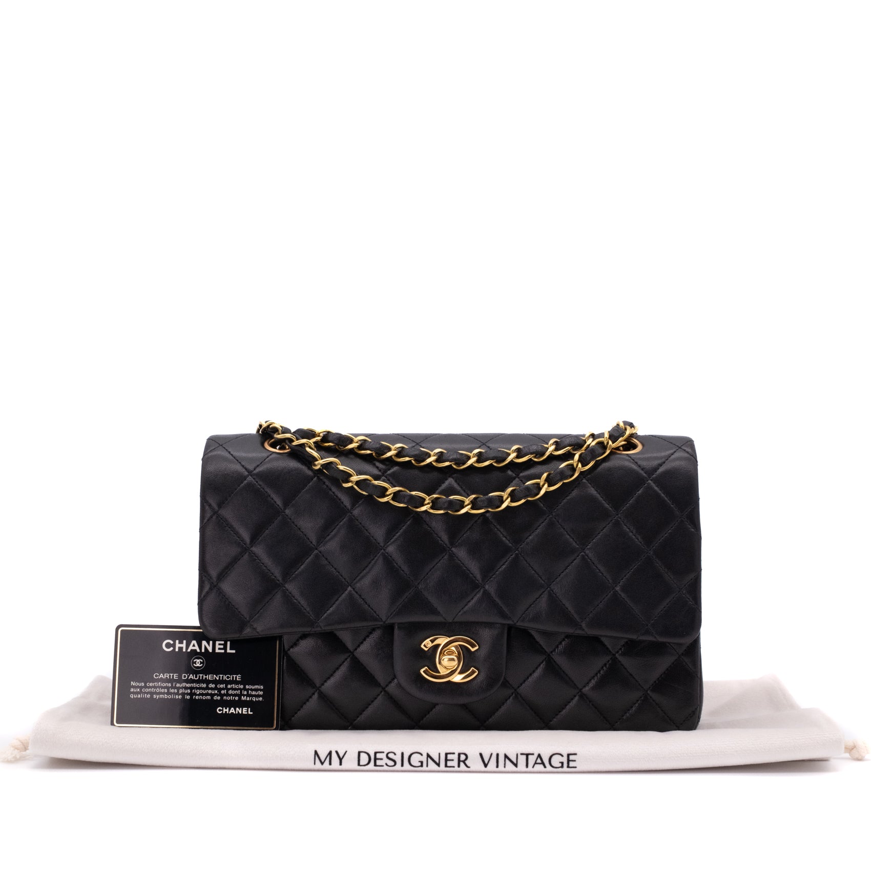 Chanel Classic Double Flap Medium Lammleder Schwarz 24k GHW
