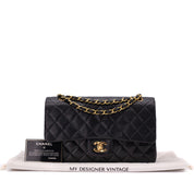 Chanel Classic Double Flap Medium Lammleder Schwarz 24k GHW