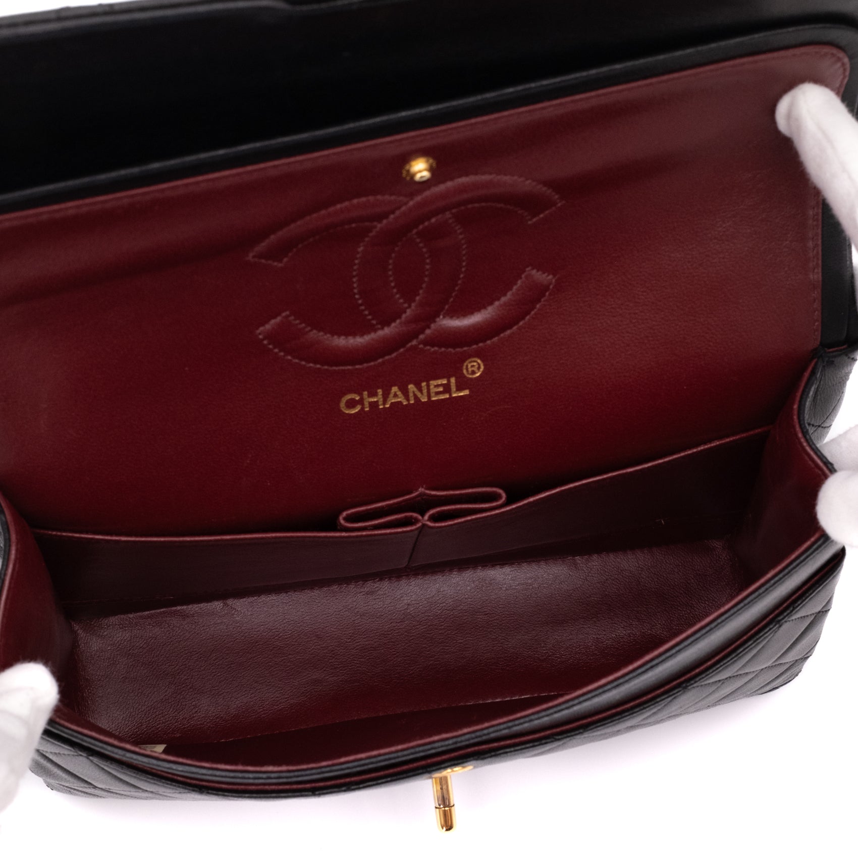 Chanel Classic Double Flap Bag Medium Lammleder Schwarz 24k GHW