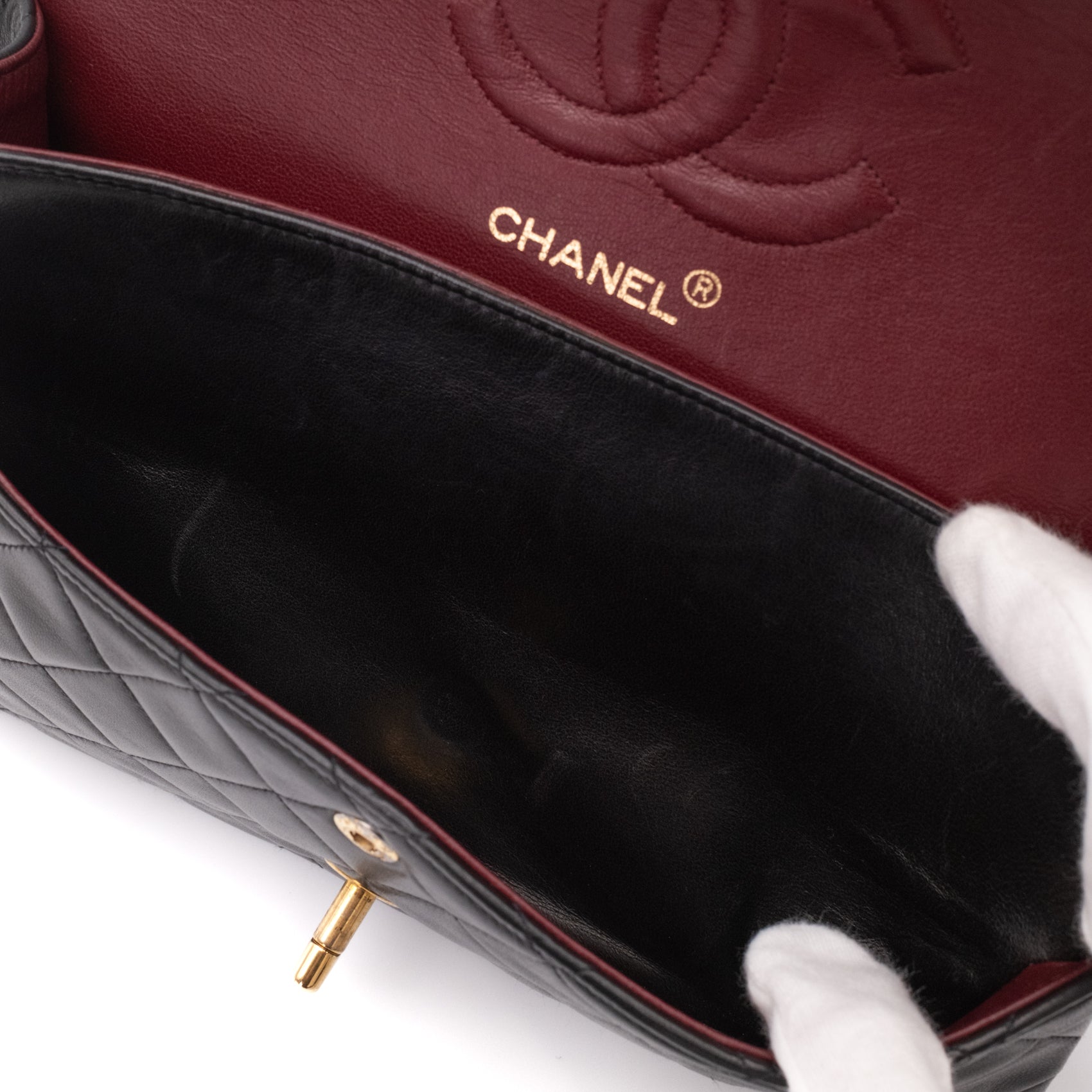 Chanel Classic Double Flap Bag Medium Lammleder Schwarz 24k GHW