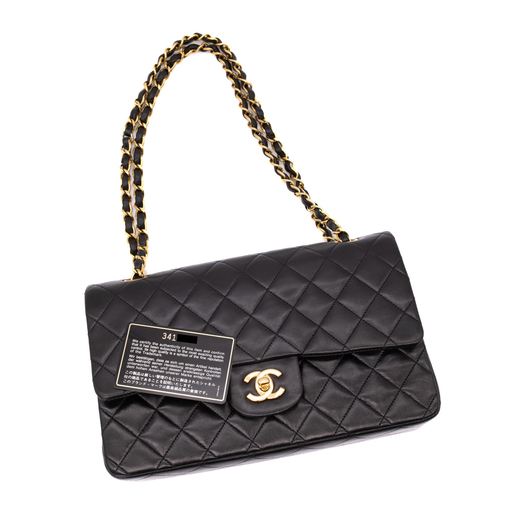 Chanel Classic Double Flap Medium Lammleder Schwarz 24k GHW