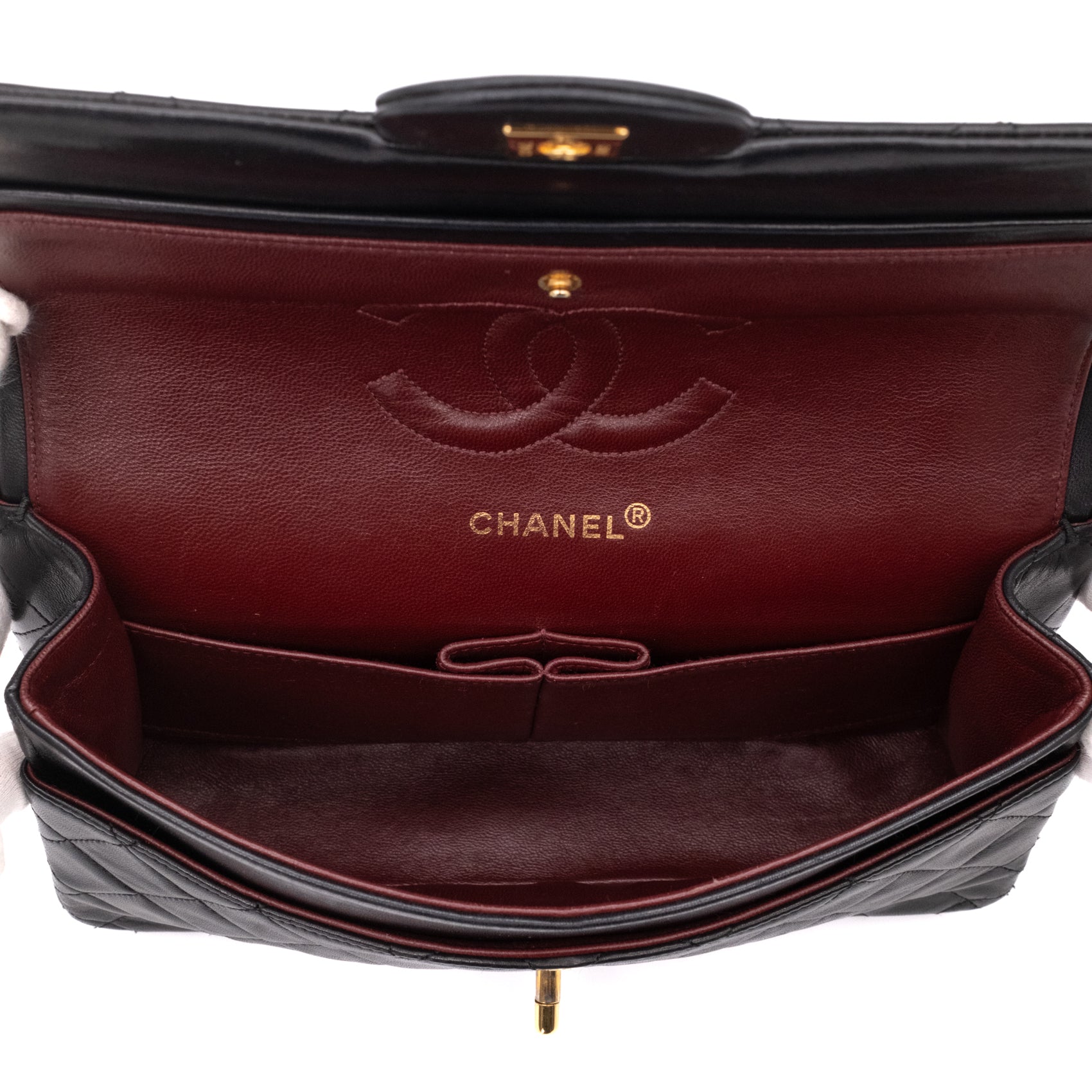Chanel Classic Double Flap Medium Lammleder Schwarz 24k GHW