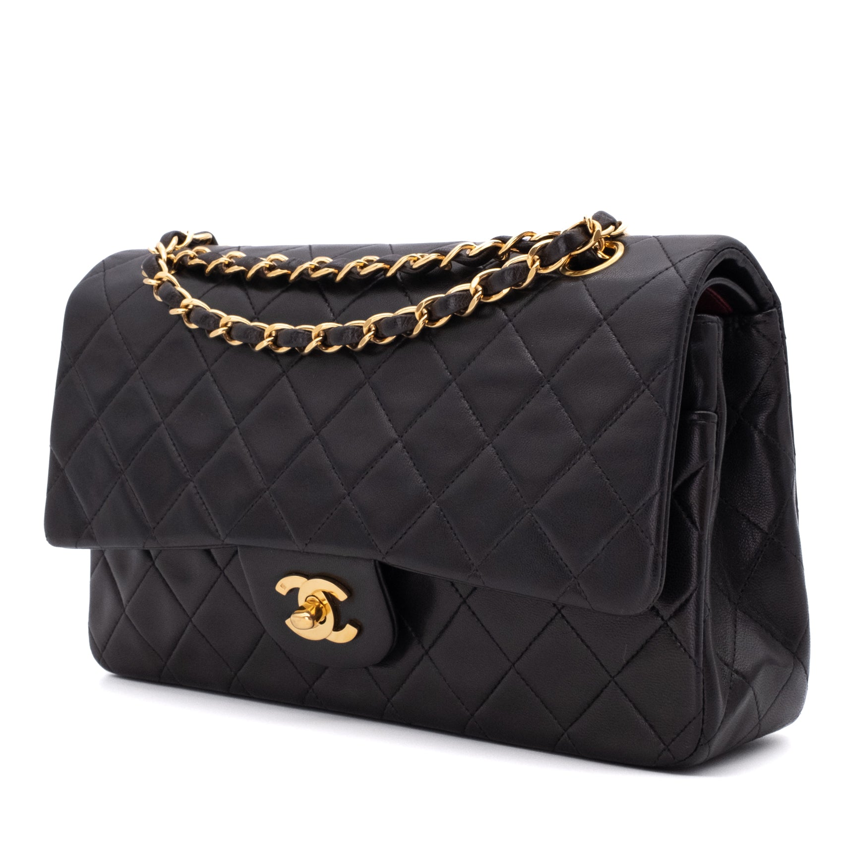 Chanel Classic Double Flap Medium Lammleder Schwarz 24k GHW