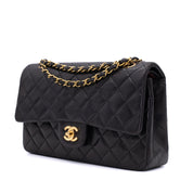 Chanel Classic Double Flap Medium Lammleder Schwarz 24k GHW
