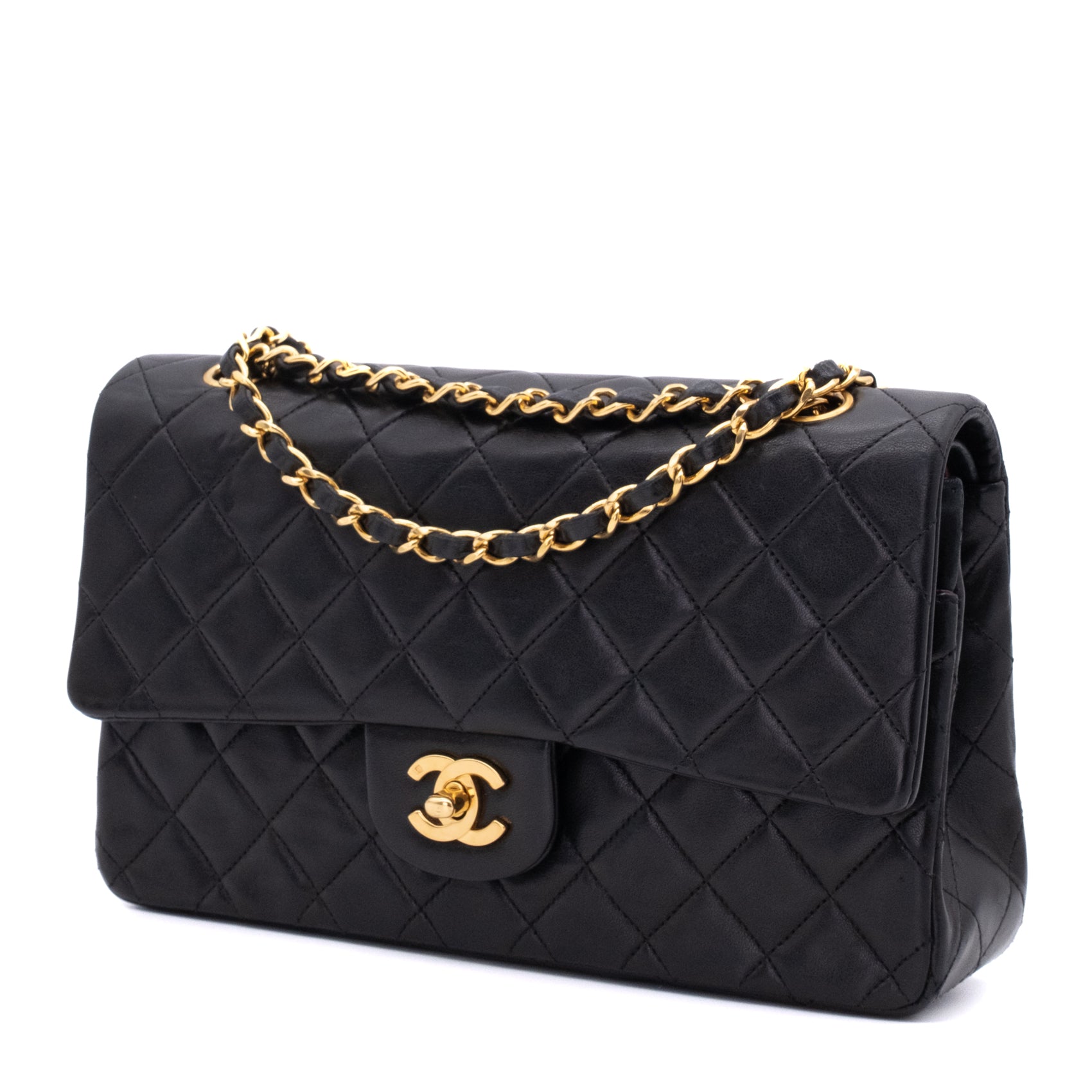 Chanel Classic Double Flap Medium Lammleder Schwarz 24k GHW