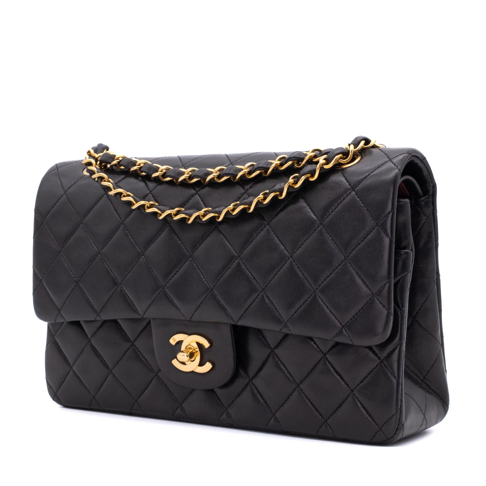 Chanel Classic Double Flap Bag Medium Lammleder Schwarz 24k GHW