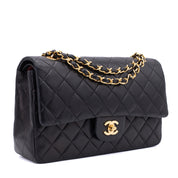 Chanel Classic Double Flap Bag Medium Lammleder Schwarz 24k GHW