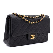 Chanel Classic Double Flap Medium Lammleder Schwarz 24k GHW