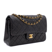Chanel Classic Double Flap Bag Medium Lammleder Schwarz 24k GHW