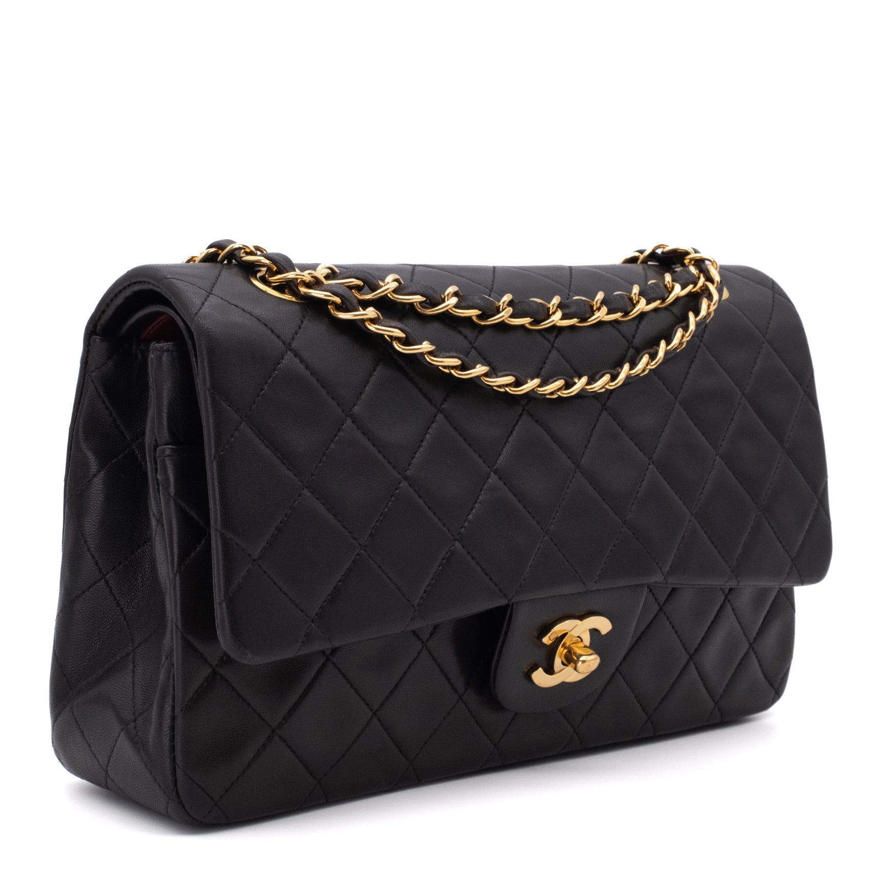Chanel Classic Double Flap Medium Lammleder Schwarz 24k GHW