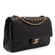 Chanel Classic Double Flap Medium Lammleder Schwarz 24k GHW