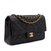 Chanel Classic Double Flap Medium Lammleder Schwarz 24k GHW