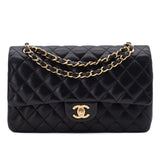 Chanel Classic Double Flap Medium Lammleder Schwarz 24k GHW
