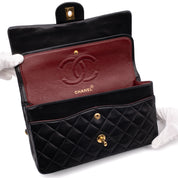 Chanel Classic Double Flap Medium Lammleder Schwarz 24k GHW