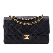 Chanel Classic Double Flap Medium Lammleder Schwarz 24k GHW