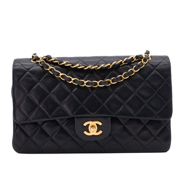 Chanel Classic Double Flap Medium Lammleder Schwarz 24k GHW