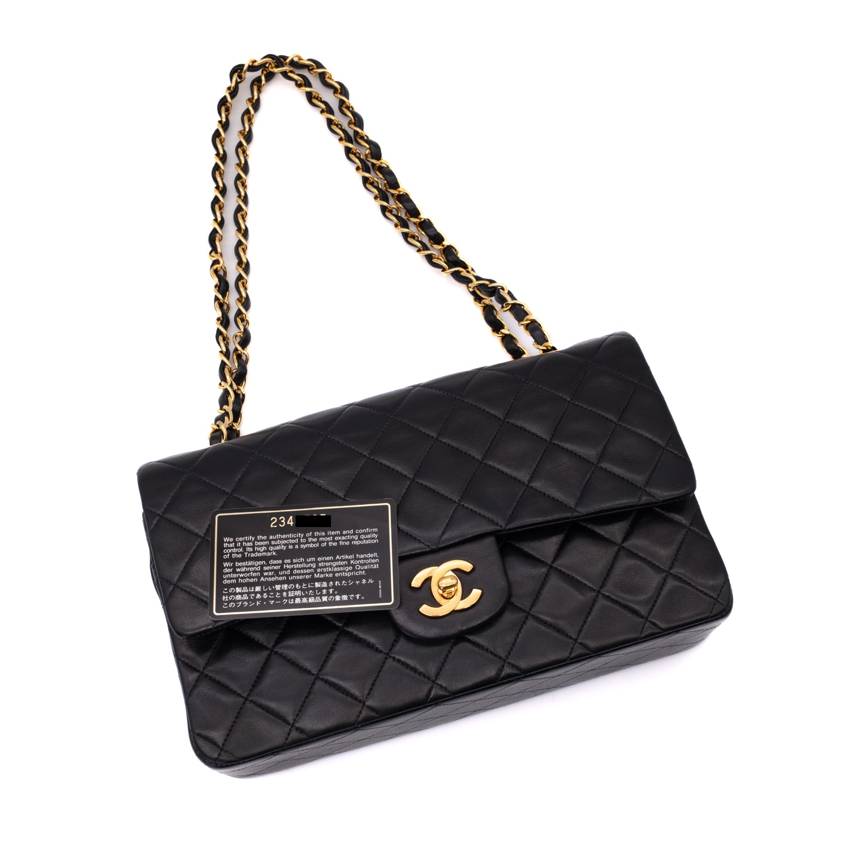 Chanel Classic Double Flap Medium Lammleder Schwarz 24k GHW