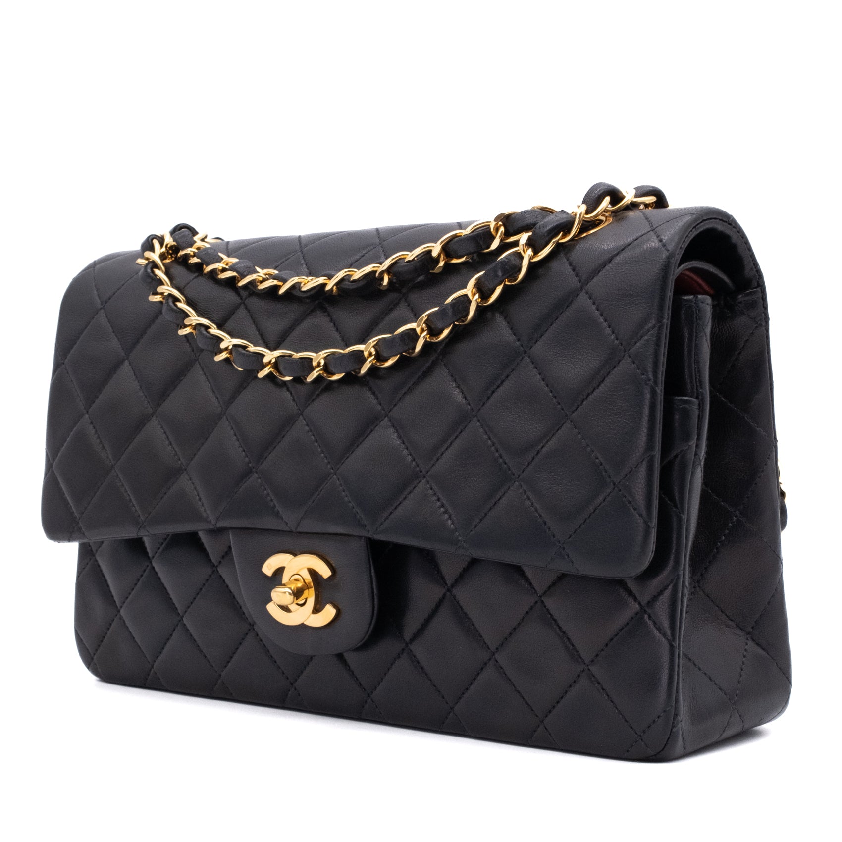 Chanel Classic Double Flap Medium Lammleder Schwarz 24k GHW