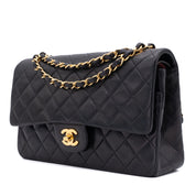 Chanel Classic Double Flap Medium Lammleder Schwarz 24k GHW