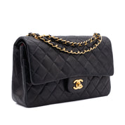 Chanel Classic Double Flap Medium Lammleder Schwarz 24k GHW