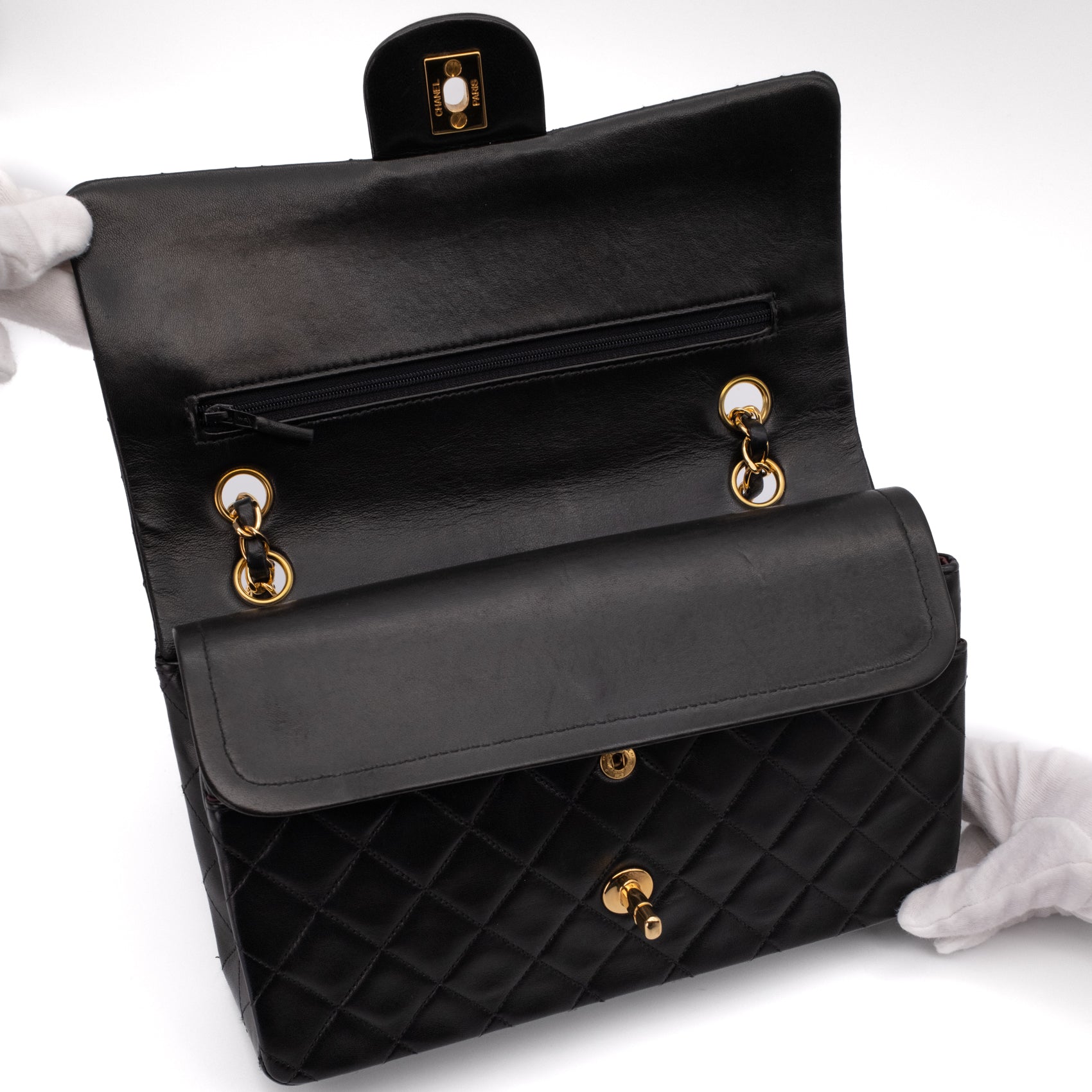 Chanel Classic Double Flap Bag Medium Lammleder Schwarz 24 GHW