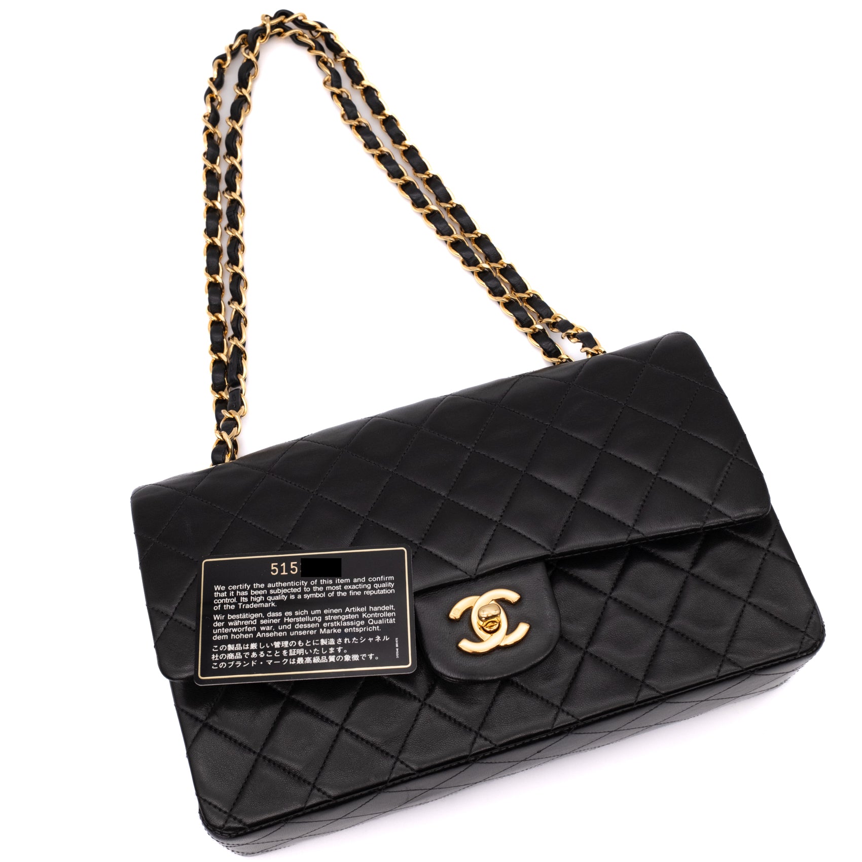 Chanel Classic Double Flap Bag Medium Lammleder Schwarz 24 GHW