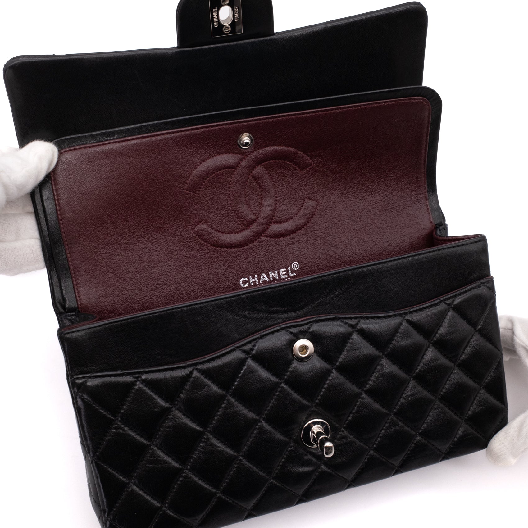 Chanel Classic Double Flap Medium Lammleder Schwarz SHW